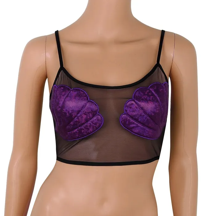 Male Sex Toys EVEs SECRETS Womens Sexy Crop Top with Shiny Shells Transparent Mesh Top for Ladies