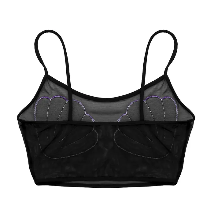 Male Sex Toys EVEs SECRETS Womens Sexy Crop Top with Shiny Shells Transparent Mesh Top for Ladies
