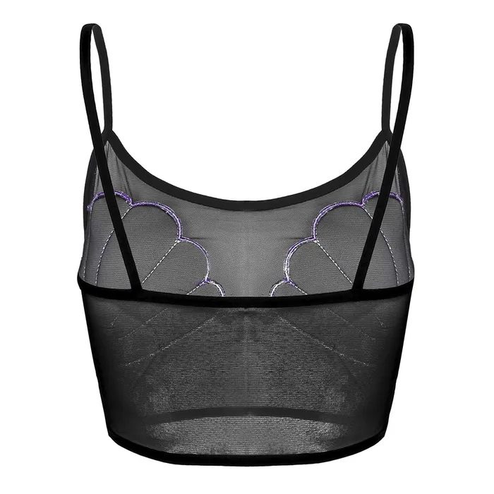 Male Sex Toys EVEs SECRETS Womens Sexy Crop Top with Shiny Shells Transparent Mesh Top for Ladies