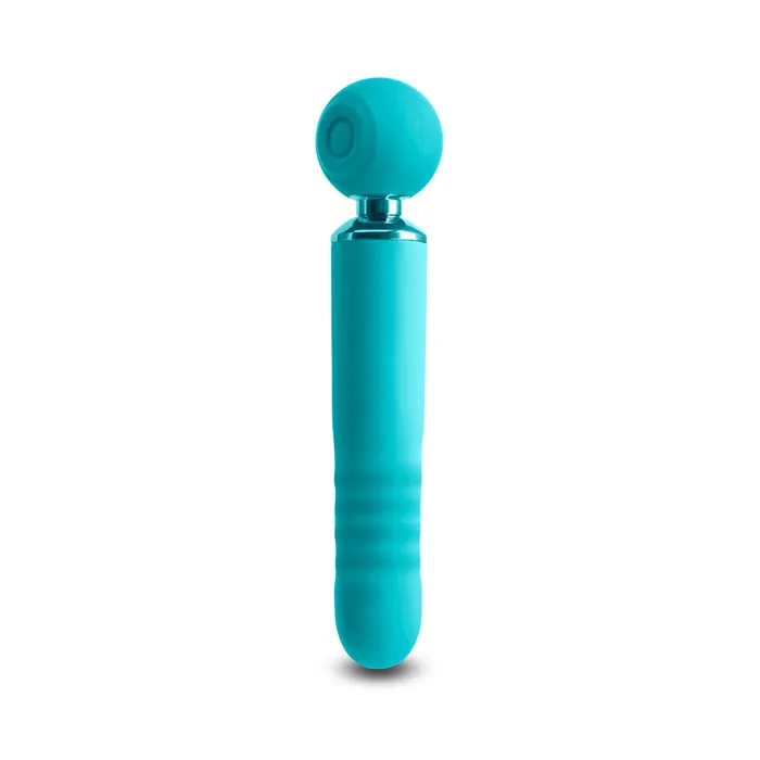 NS Novelties Vibrators Revel Fae Air Pulse Thrusting Wand Teal
