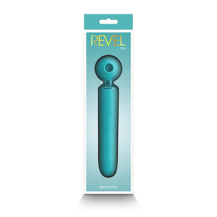 NS Novelties Vibrators Revel Fae Air Pulse Thrusting Wand Teal